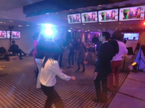 Only a handful stayed after the buffet, karaoke and lucky draw, but they danced! Credit Suisse Xmas party 2015