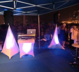 Royal Hong Kong Yacht Club quayside reception with mood lighting package